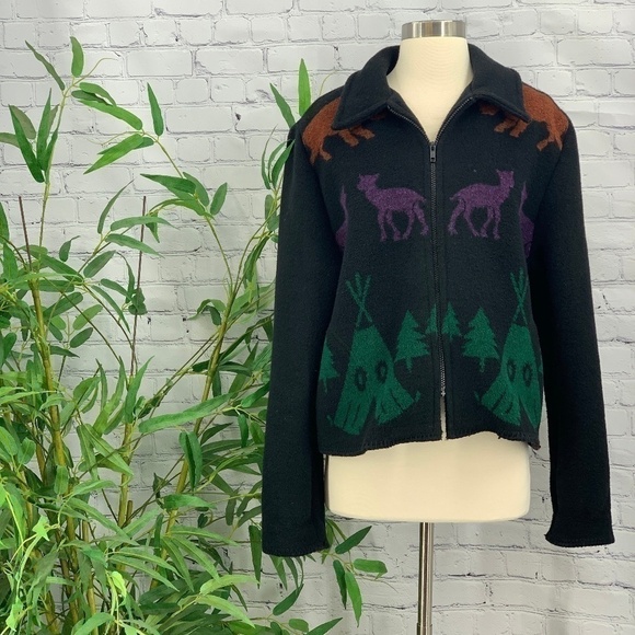 Wooded River Jacket w/ Native American Symbols - Picture 1 of 6